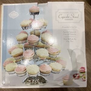 GODINGER Revolving Metal Cupcake Stand 5-Tier Silver Color with Box